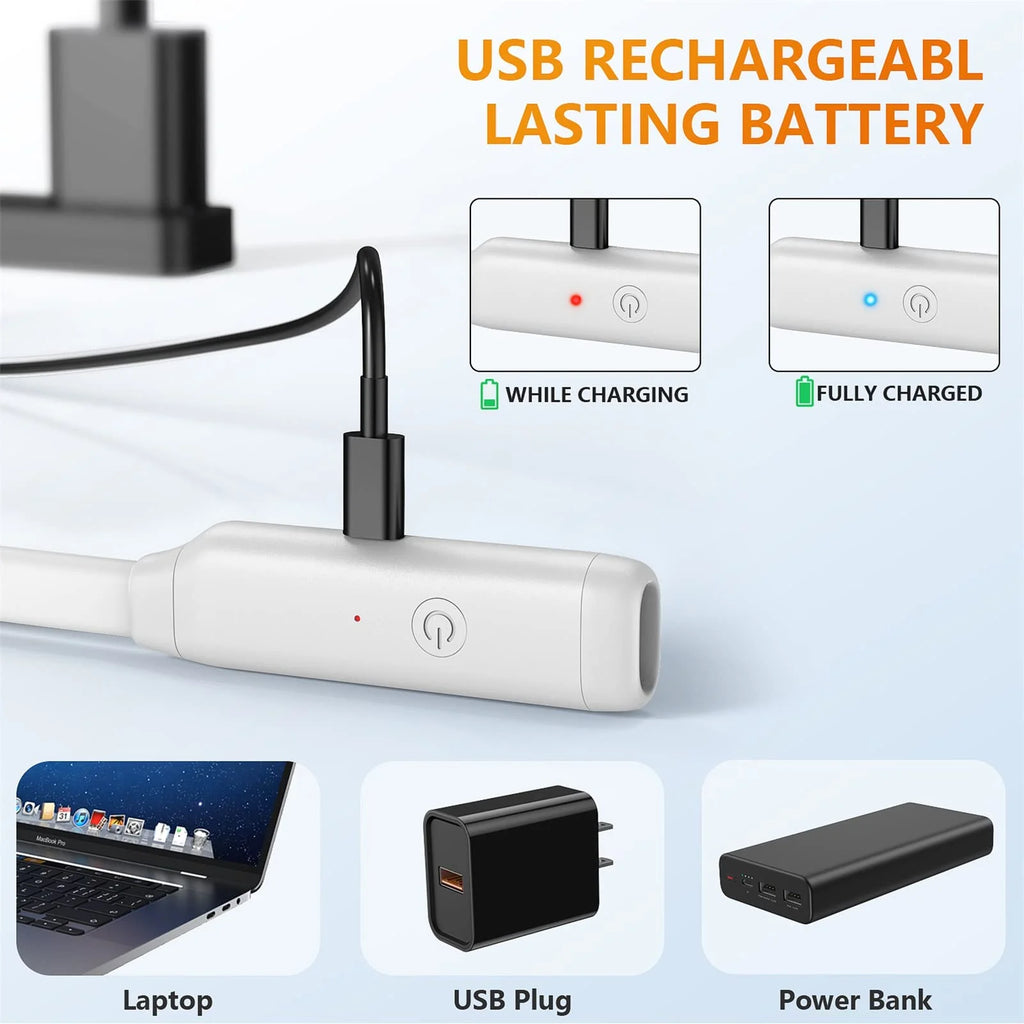 Rechargeable Anion LED Neck Light, 3-Color & Stepless Dimming Reading Lighting, Bendable Neck Light, Perfect Book Light for Reading in Bed, Knitting, Camping, Repairing, Book Lovers Gifts，White