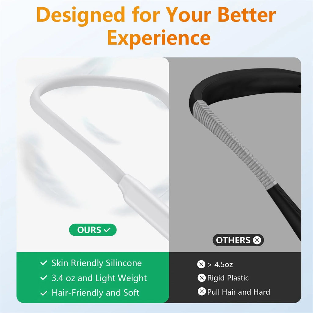 Rechargeable Anion LED Neck Light, 3-Color & Stepless Dimming Reading Lighting, Bendable Neck Light, Perfect Book Light for Reading in Bed, Knitting, Camping, Repairing, Book Lovers Gifts，White